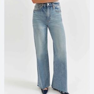 Daze Far Out High Rise Wide Leg light wash women's jeans boho western Y2K